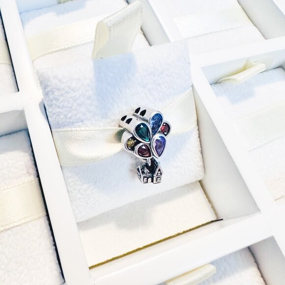 925 Sterling Silver Colorful Balloons With Dangle House Charm Bead Fits Pandora - Picture 5 of 8